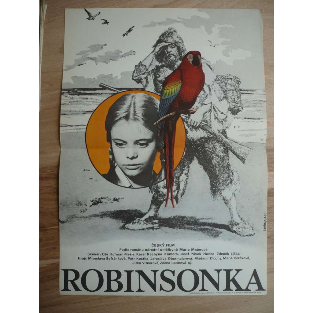 Robinsonka (filmový plakát, film ČSSR 1974, režie Karel Kachyňa, Hrají: Miroslava Šafránková, Petr Kostka, Jaroslava Obermaierová)