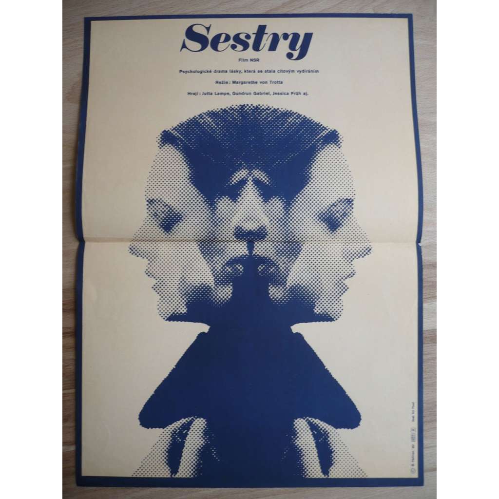 Sestry (filmový plakát, film SRN 1979, režie Margarethe von Trotta, Hrají: Jutta Lampe, Agnes Fink, Heinz Bennent)