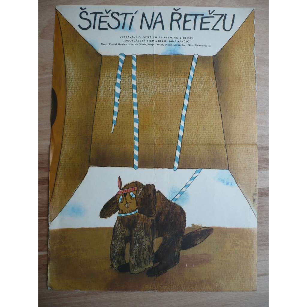 Štěstí na řetězu (filmový plakát, film Jugoslávie 1979, režie Jane Kavčič, Hrají: Matjaž Gruden, Nino de Gleria)