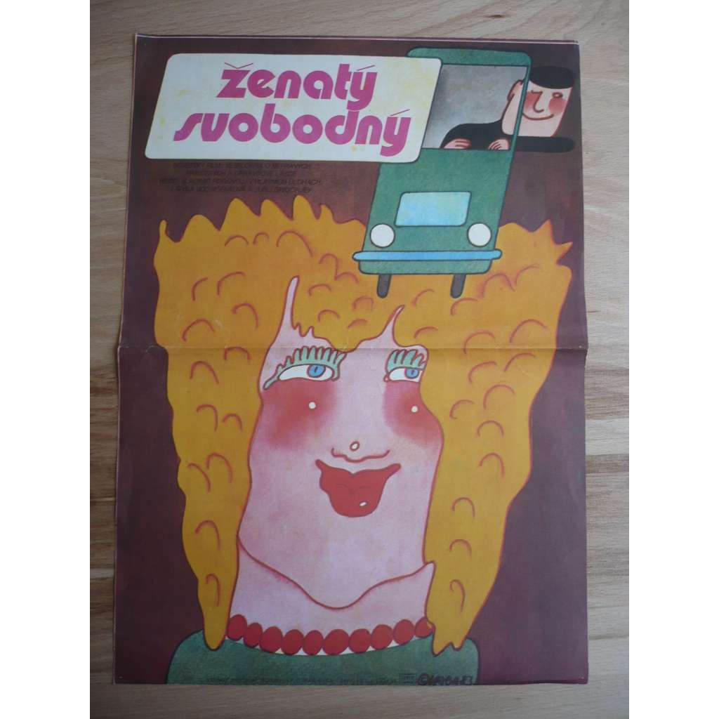 Ženatý svobodný (filmový plakát, film SSSR 1983, režie Vladimir Rogovoj, Hrají: Larisa Udovičenko, Jurij Grigorjev, Baadur Culadze)
