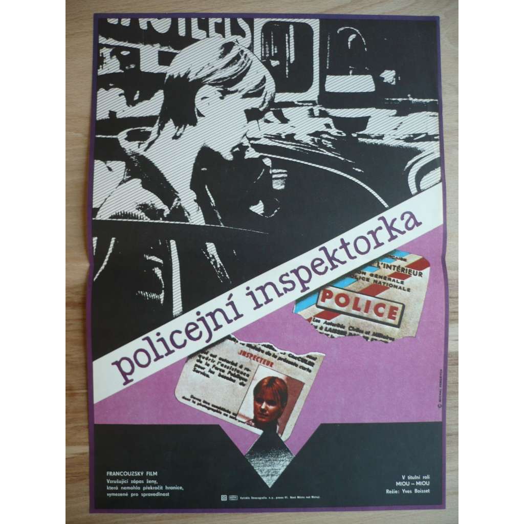 Policejní inspektorka (filmový plakát, film Francie 1980, režie Yves Boisset, Hrají: Miou-Miou, Jean-Pierre Kalfon, Niels Arestrup)