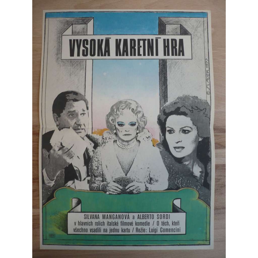 Vysoká karetní hra (filmový plakát, film Itálie 1972, režie Luigi Comencini, Hrají: Bette Davis, Silvana Mangano, Joseph Cotten)