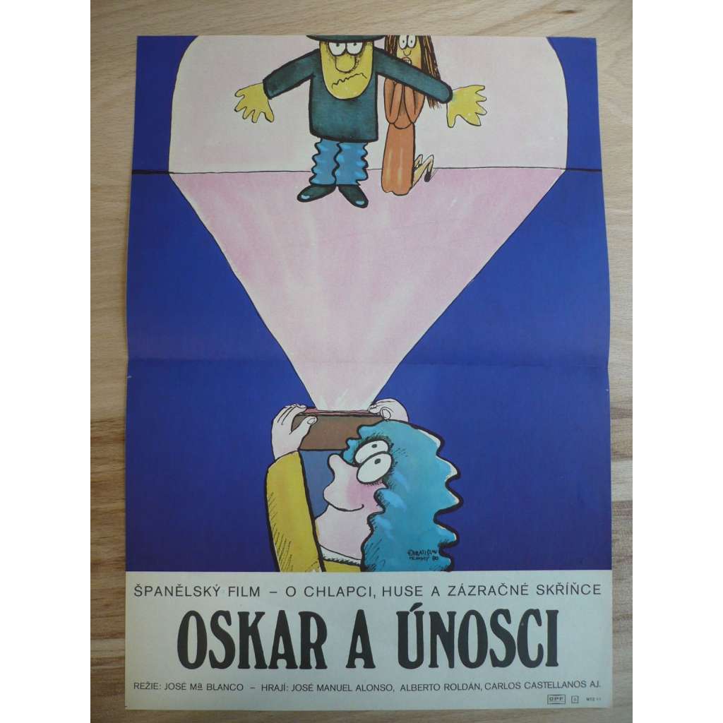 Oskar a únosci (filmový plakát, film Španělsko 1978, režie José María Blanco, Hrají: César Ojinaga, Marta Flores, Juan Torres)