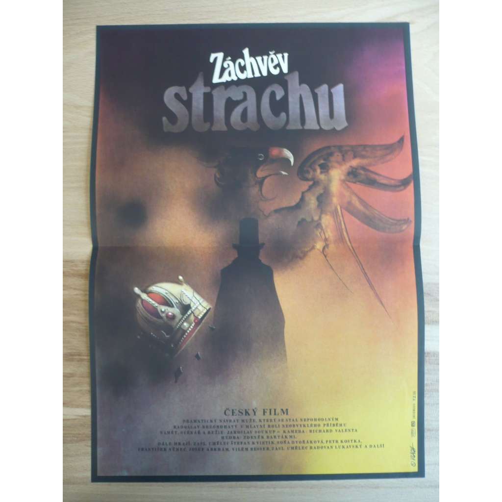 Záchvěv strachu (filmový plakát, film ČSSR 1984, režie Jaroslav Soukup, Hrají: Radoslav Brzobohatý, Štefan Kvietik, Petr Kostka)