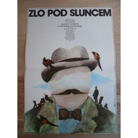 Zlo pod sluncem (filmový plakát, A.Christie, film VB 1982, režie Guy HamiltonGuy Hamilton, Hrají: Peter Ustinov, Colin Blakely, Jane Birkin)