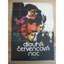 Dlouhá červencová noc (filmový plakát, film Španělsko 1974, režie Lluís Josep Comerón, Hrají: Marisa Paredes, Eusebio Poncela, Simón Andreu)