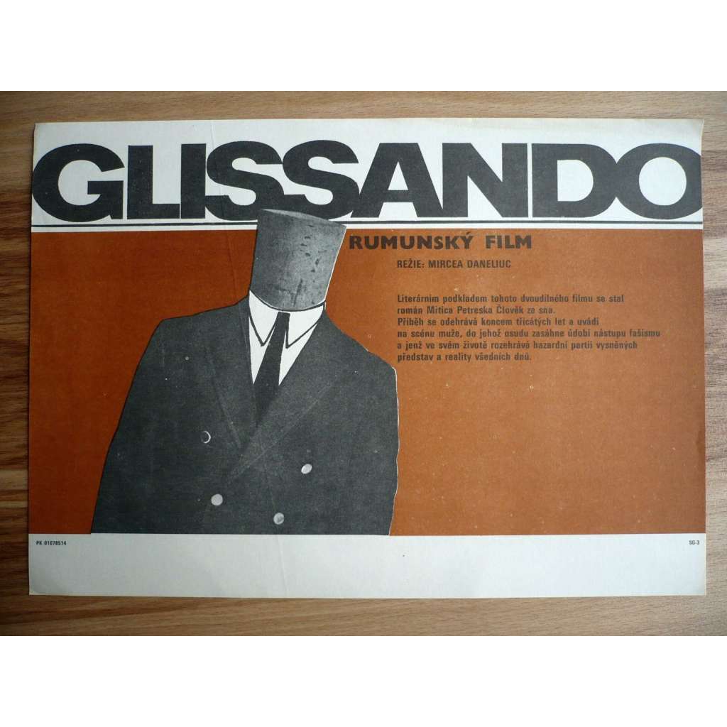 Glissando (filmový plakát, film Rumunsko 1985, režie Mircea Daneliuc, Hrají: Stefan Iordache, Tora Vasilescu, Petre Simionescu)