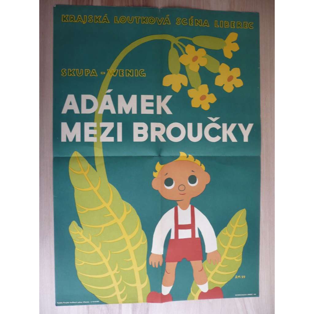 Adámek mezi broučky (plakát, loutky, ČSSR, Krajská loutková scéna v Liberci)