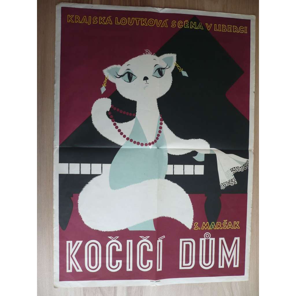 Kočičí dům (plakát, loutkový film ČSSR, Krajská loutková scéna v Liberci)