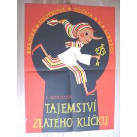 Tajemství zlatého klíčku (plakát, loutky, ČSSR, E. Borisová, Krajská loutková scéna v Libereci)