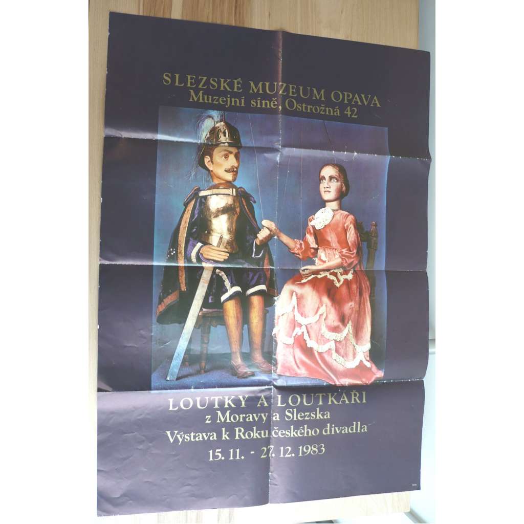 Loutky a loutkáři (plakát, ČSSR, Slezské muzeum Opava, Výstava k Roku českého divadla 1983)