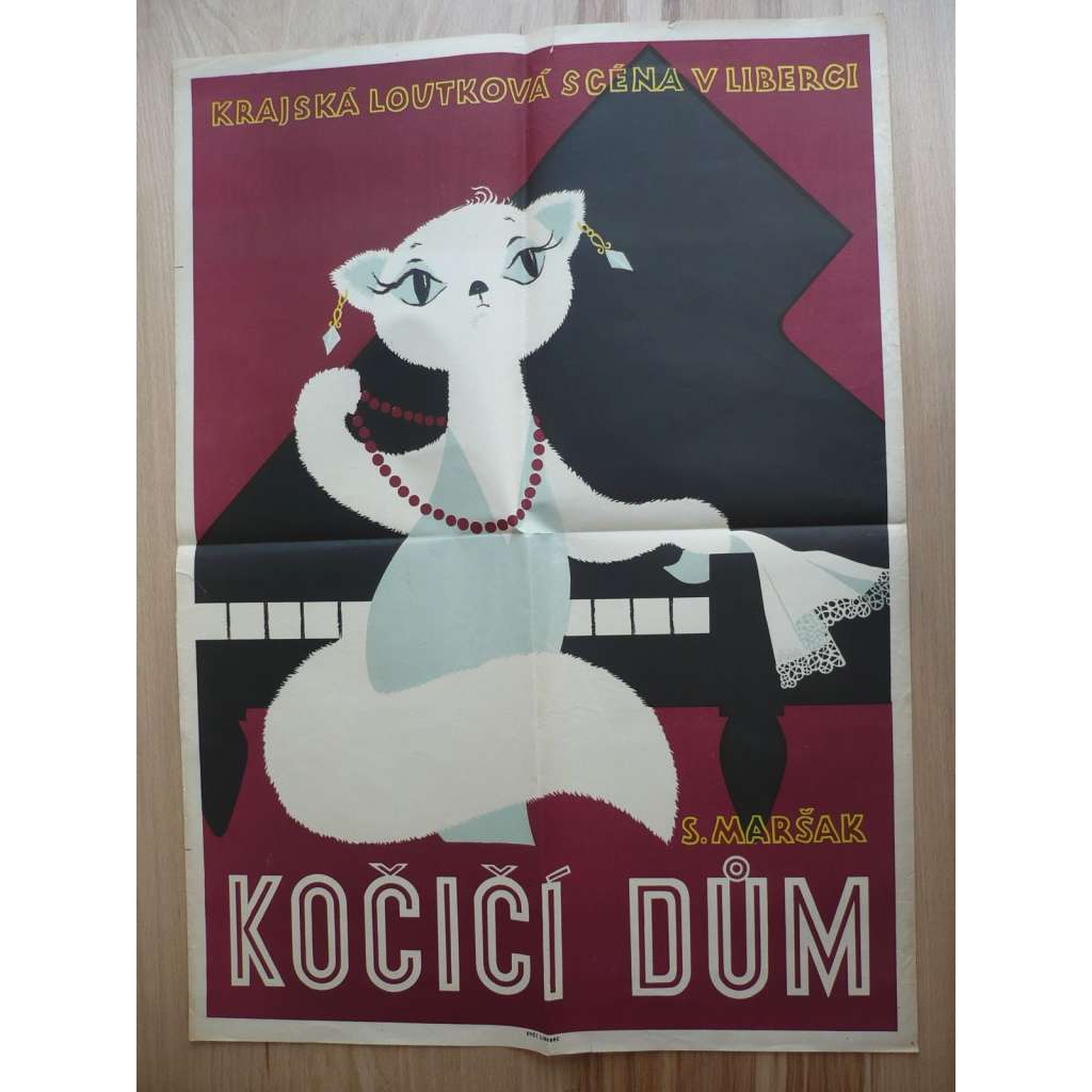 Kočičí dům (plakát, loutkový film ČSSR, Krajská loutková scéna v Liberci)