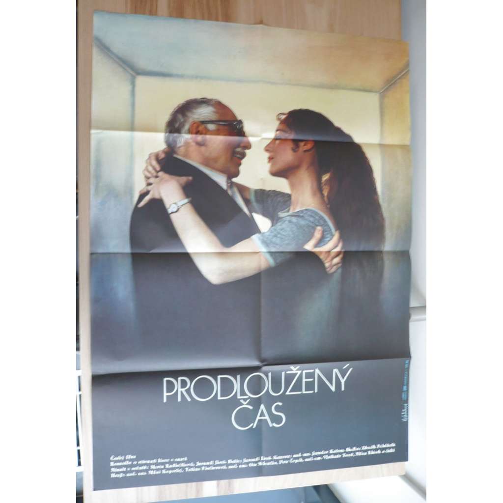 Prodloužený čas (filmový plakát, film ČSSR 1984, režie Jaromil Jireš, Hrají: Miloš Kopecký, Petr Čepek, Táňa Fischerová)