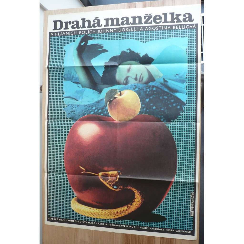 Drahá manželka (filmový plakát, film Itálie 1977, režie Pasquale Festa Campanile, Hrají: Lina Volonghi, Agostina Belli, Enzo Cannavale)