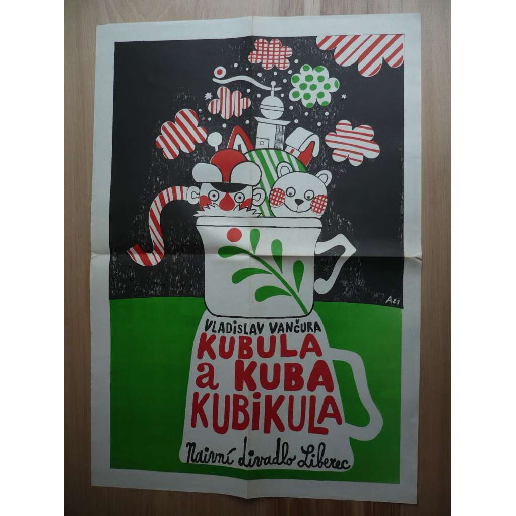 Kubula a Kuba Kubikula (plakát, ČSSR, Naivní divadlo Liberec, Vladislav Vančura, Ivan Antoš, 1982)