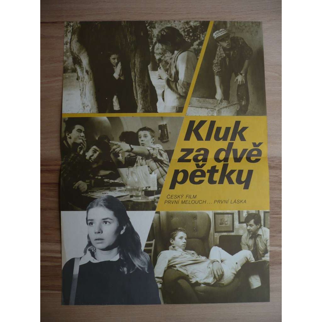 Kluk za dvě pětky (filmový plakát, film ČSSR 1983, režie Jaromír Borek, Hrají: Jiří Langmajer, Dana Vávrová, František Laurin)
