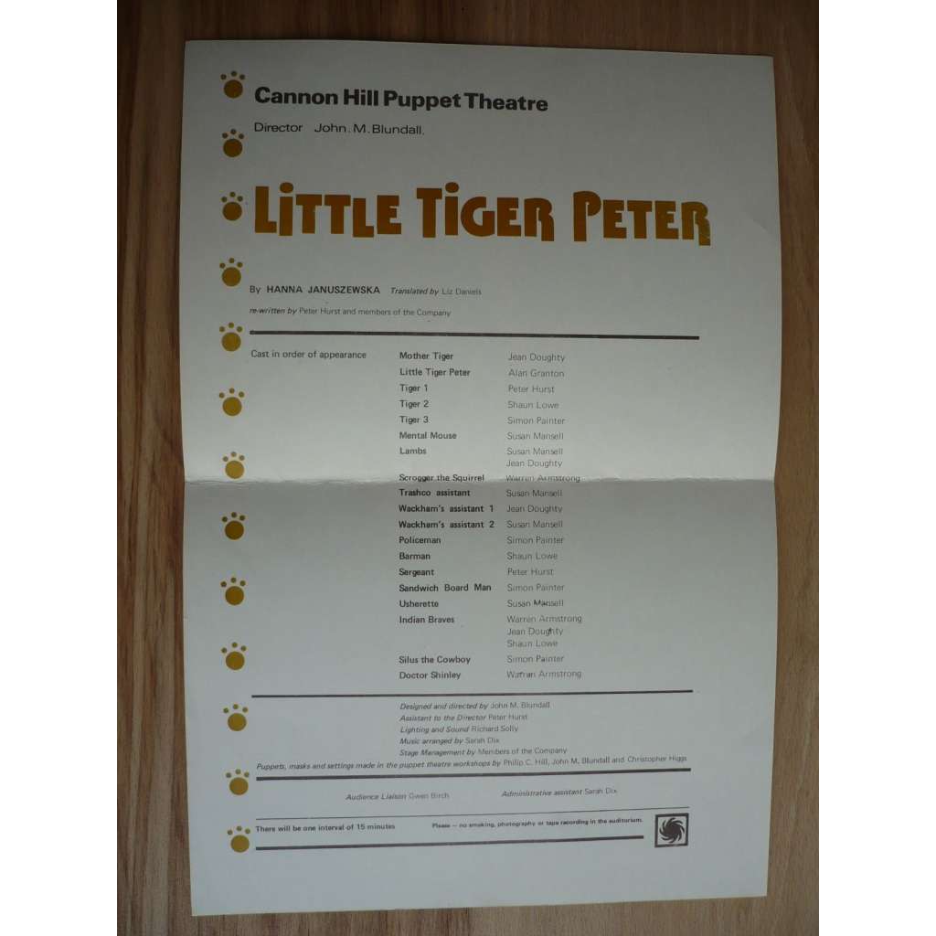Little tiger Peter (plakát, režie John. M. Blundall, loutky, puppets)