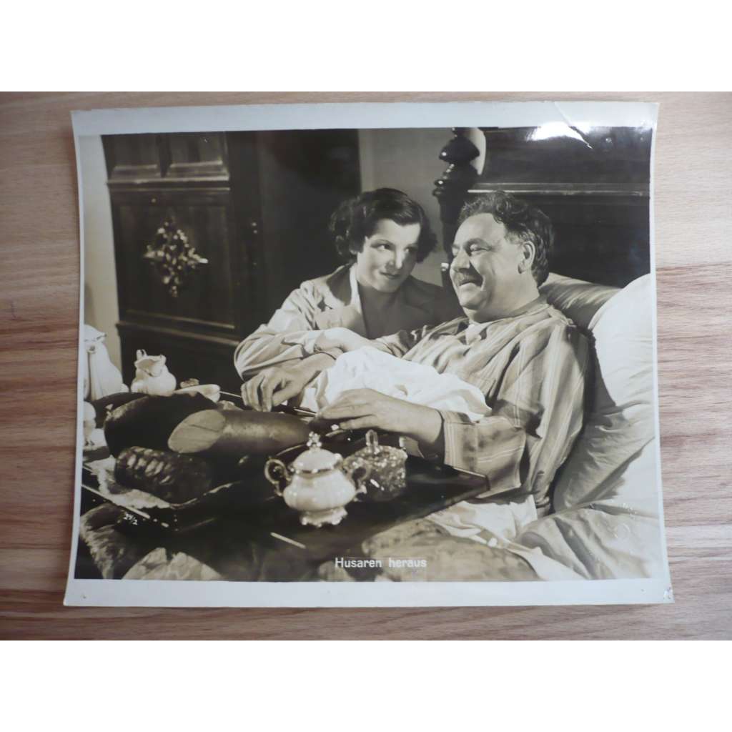 Fotoska - herec Leo Slezák, herečka Magda Schnieder (Husaren Heraus) - ORIG. CINEMA-PHOTO