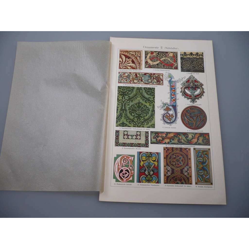 Ornamenty Středověk (barevná chromolitografie)