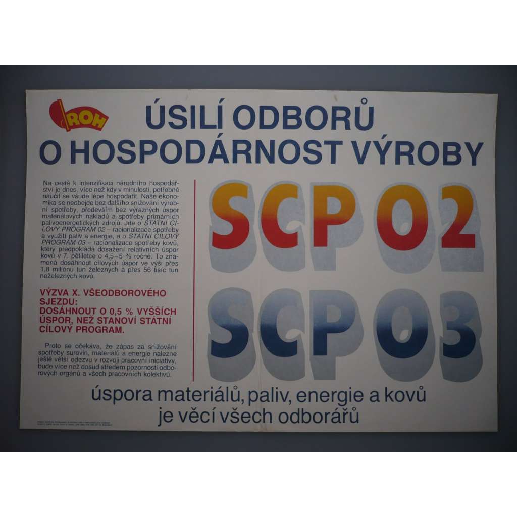 Úsilí odborů o hospodárnost výroby 1985 - státní cílový program - komunismus, propaganda