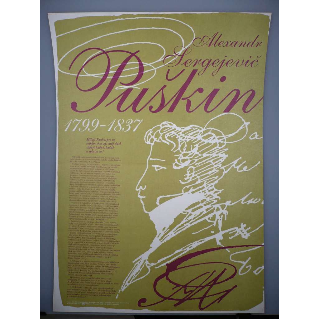 Plakát - Alexandr Sergejevič Puškin - vydáno 1986