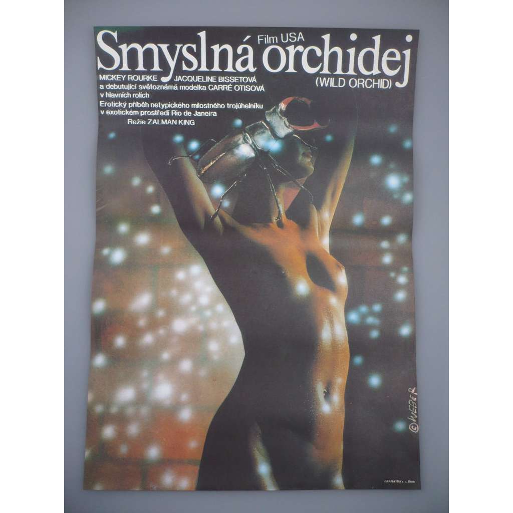 Smyslná orchidej (filmový plakát, film USA 1983, režie  Zalman King, Hrají: Mickey Rourke, Jacqueline Bisset, Carré Otis)