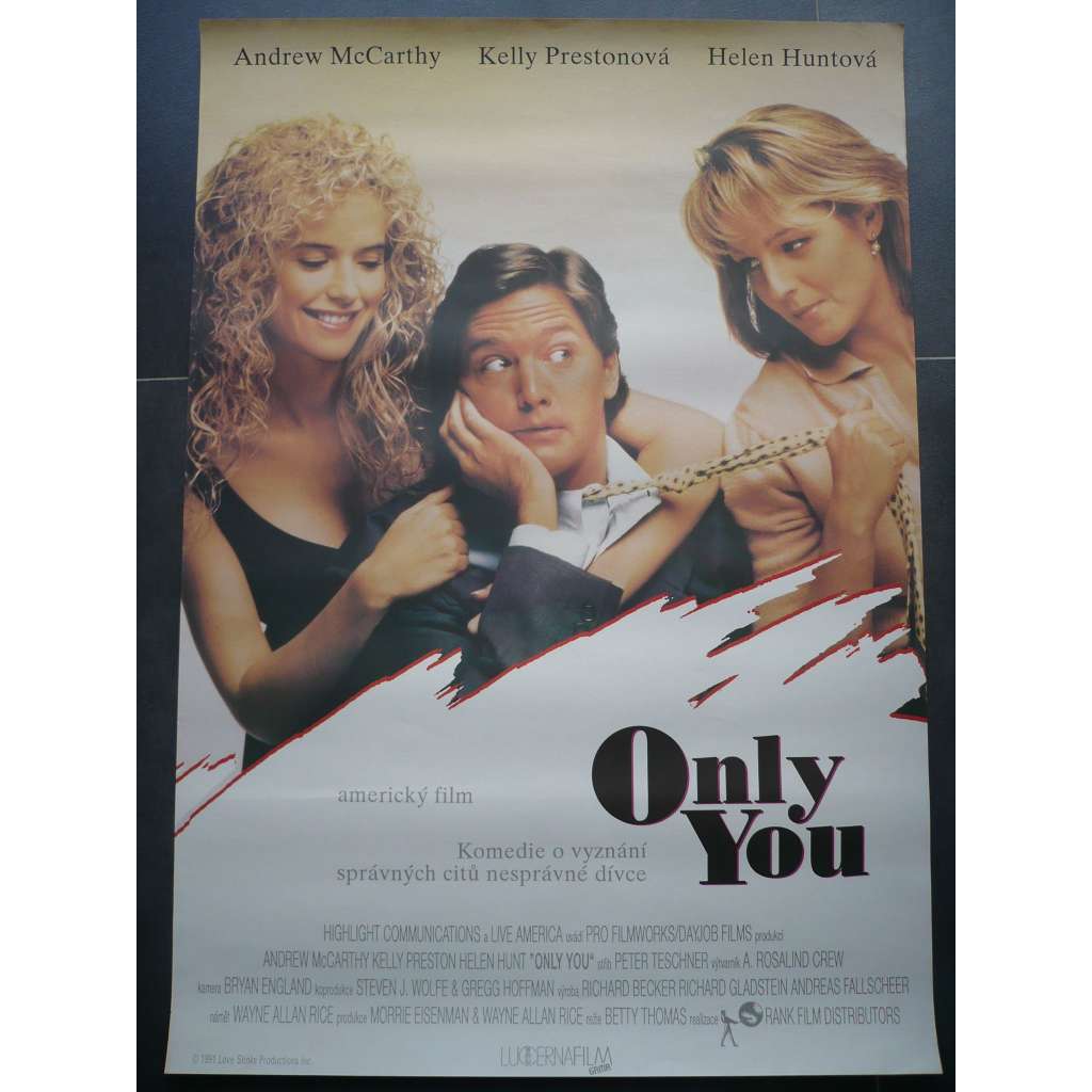 Jenom Ty (filmový plakát, film USA 1992, režie Betty Thomas, Hrají: Andrew McCarthy, Daniel Roebuck, Helen Hunt)