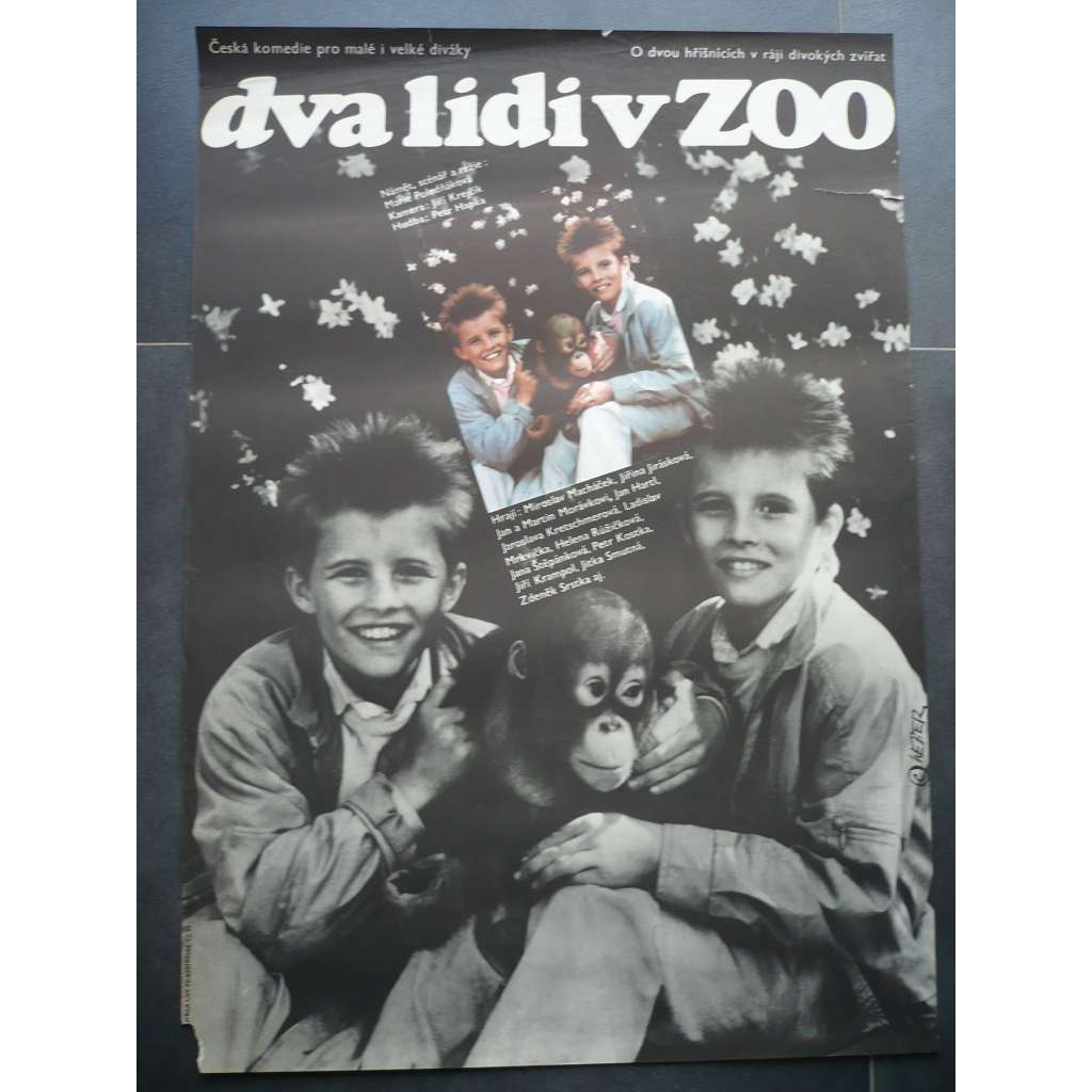 Dva lidi v ZOO (filmový plakát, film ČSSR 1989, režie Marie Poledňáková, Hrají: Miroslav Macháček, Jiřina Jirásková, Jan Hartl)