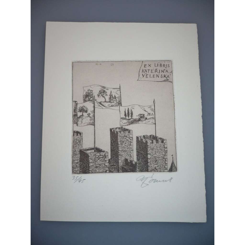 Jan Souček (1941 - 2008) - EX LIBRIS - Lept, signovaná grafika