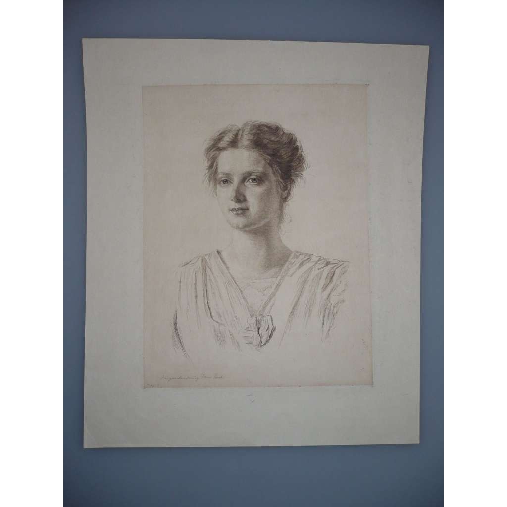 Doris Raab (1851 - 1933) - Portrét mladé ženy - Lept, grafika