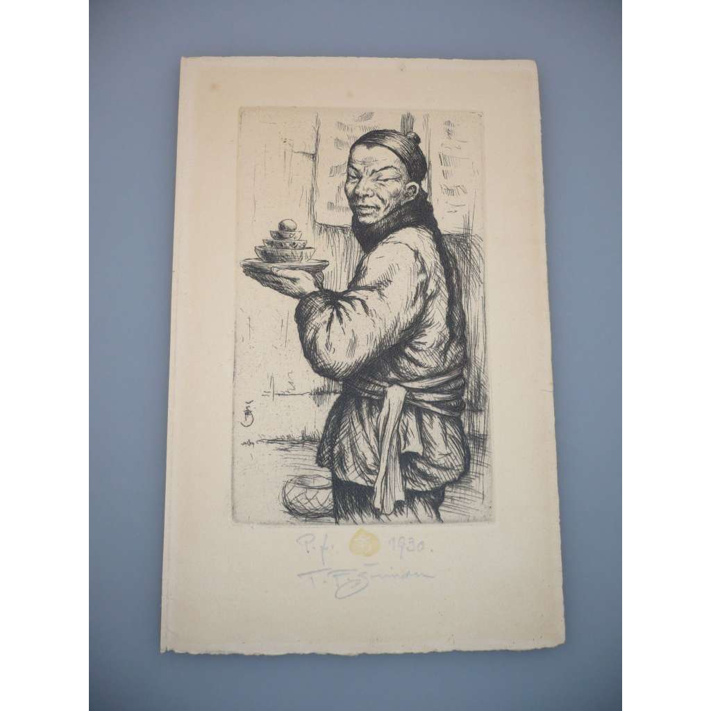 Tavík František Šimon (1877 - 1942) - Z čínského trhu - Lept 1929, signovaná grafika