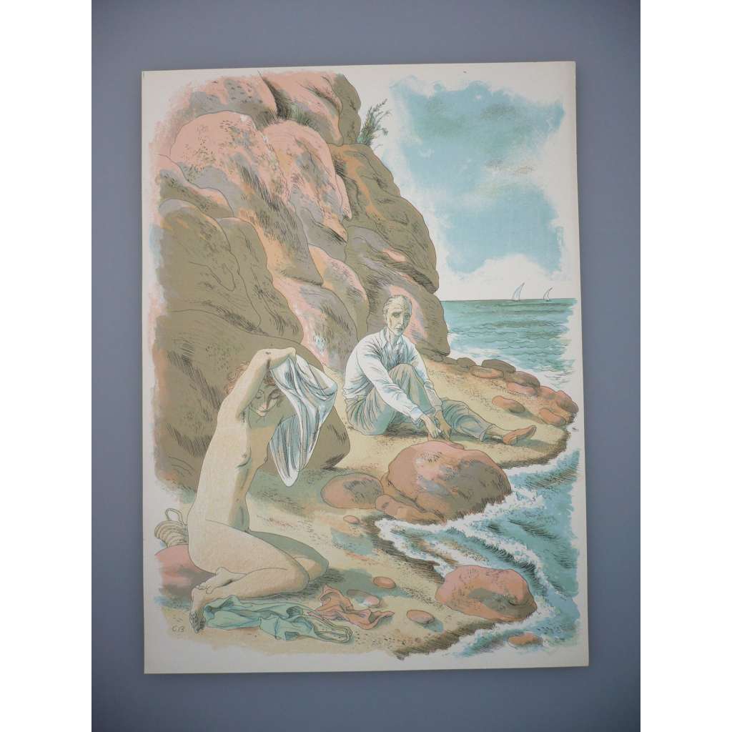 Cyril Bouda (1901 - 1984) - Skrytá pláž- Litografie, signovaná grafika