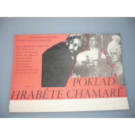 Poklad hraběte Chamaré (filmový plakát, papírová fotoska, slepka, film ČCSR 1984, režie Zdeněk Troška, Hrají: Blanka Bohdanová, Eduard Cupák, Patricie Havlíčková)