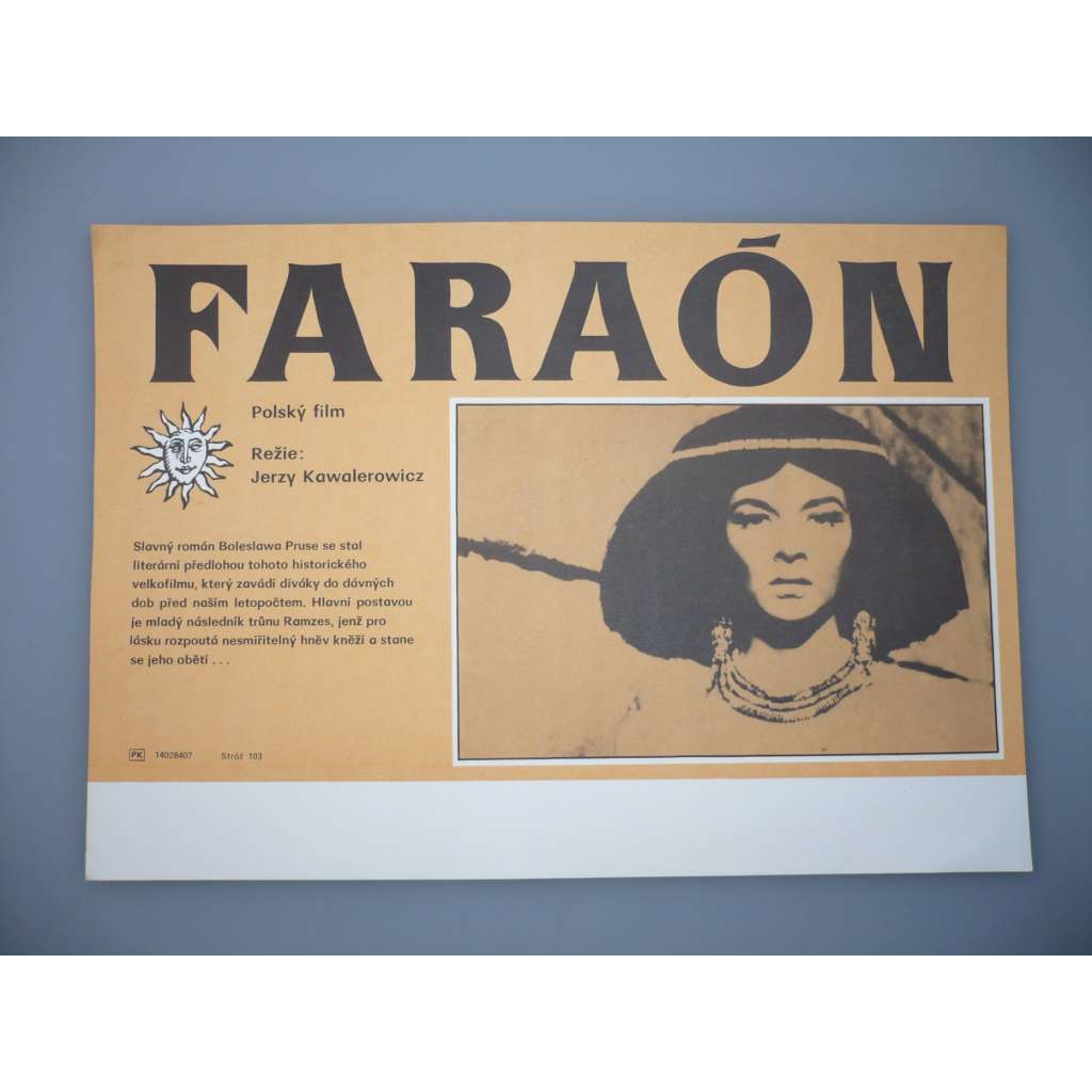 Faraon (filmový plakát, papírová fotoska, slepka, film Polsko 1966, režie Jerzy Kawalerowicz, Hrají: Jerzy Zelnik, Barbara Brylska, Jerzy Block, Mieczyslaw Voit)