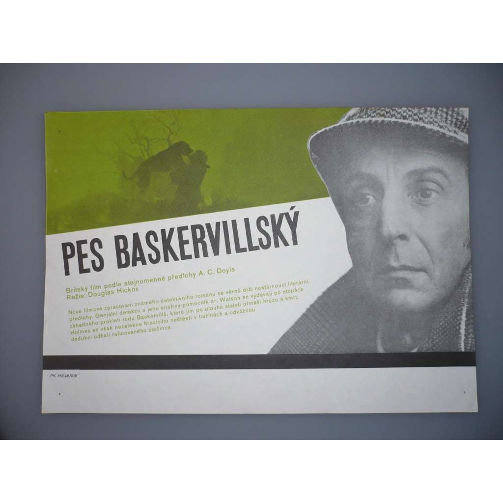 Pes baskervillský (filmový plakát, papírová fotoska, slepka, film VB 1983, režie Douglas Hickox, Hrají: Ian Richardson, Donald Churchill, Denholm Elliott)