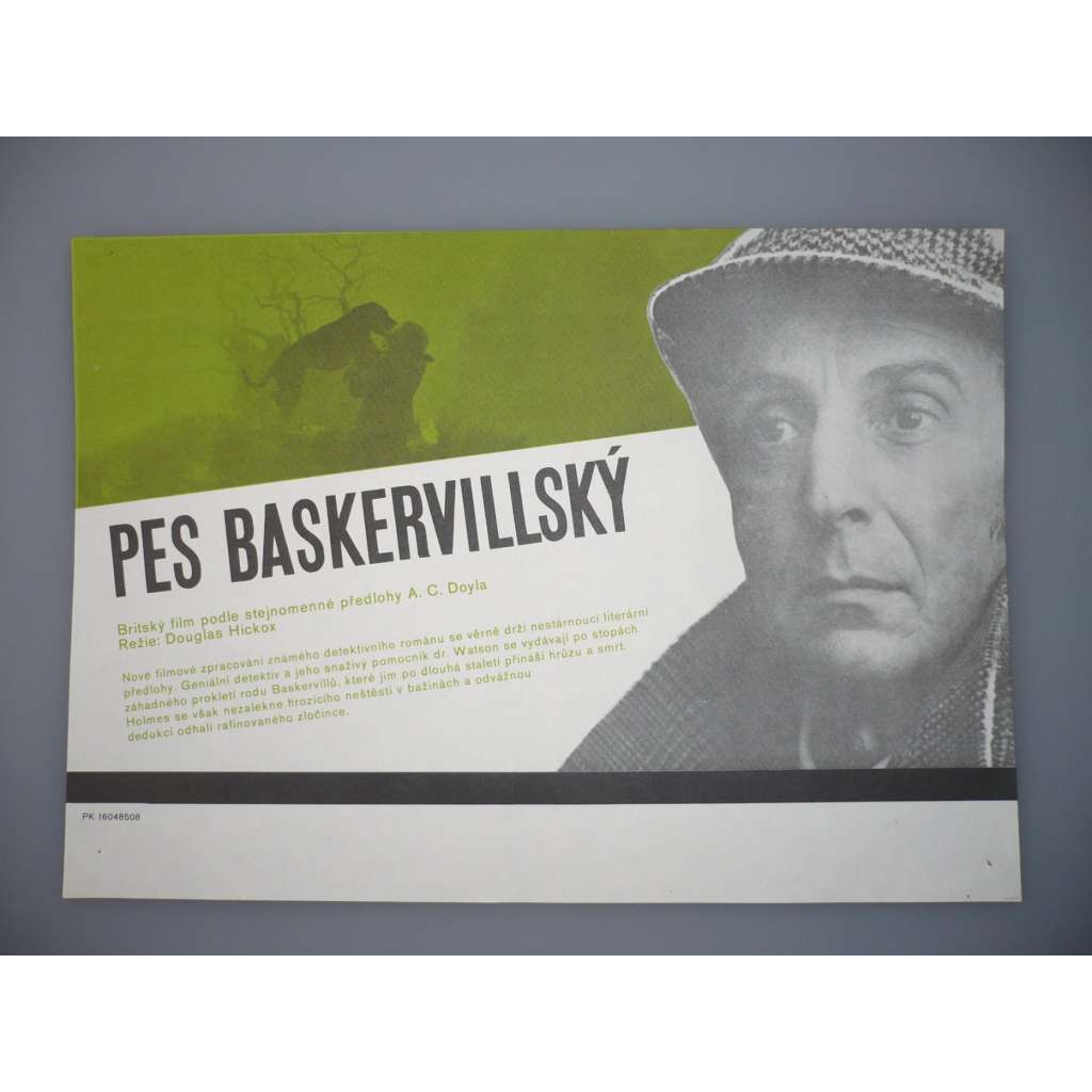 Pes baskervillský (filmový plakát, papírová fotoska, slepka, film VB 1983, režie Douglas Hickox, Hrají: Ian Richardson, Donald Churchill, Denholm Elliott)