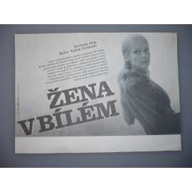 Žena v bílém (filmový plakát, papírová fotoska, slepka, film SSSR 1982, režie Vadim Derbeňov, Hrají: Gražina Bajkštite, Alexandr Abdulov, Vladimir Zeldin)