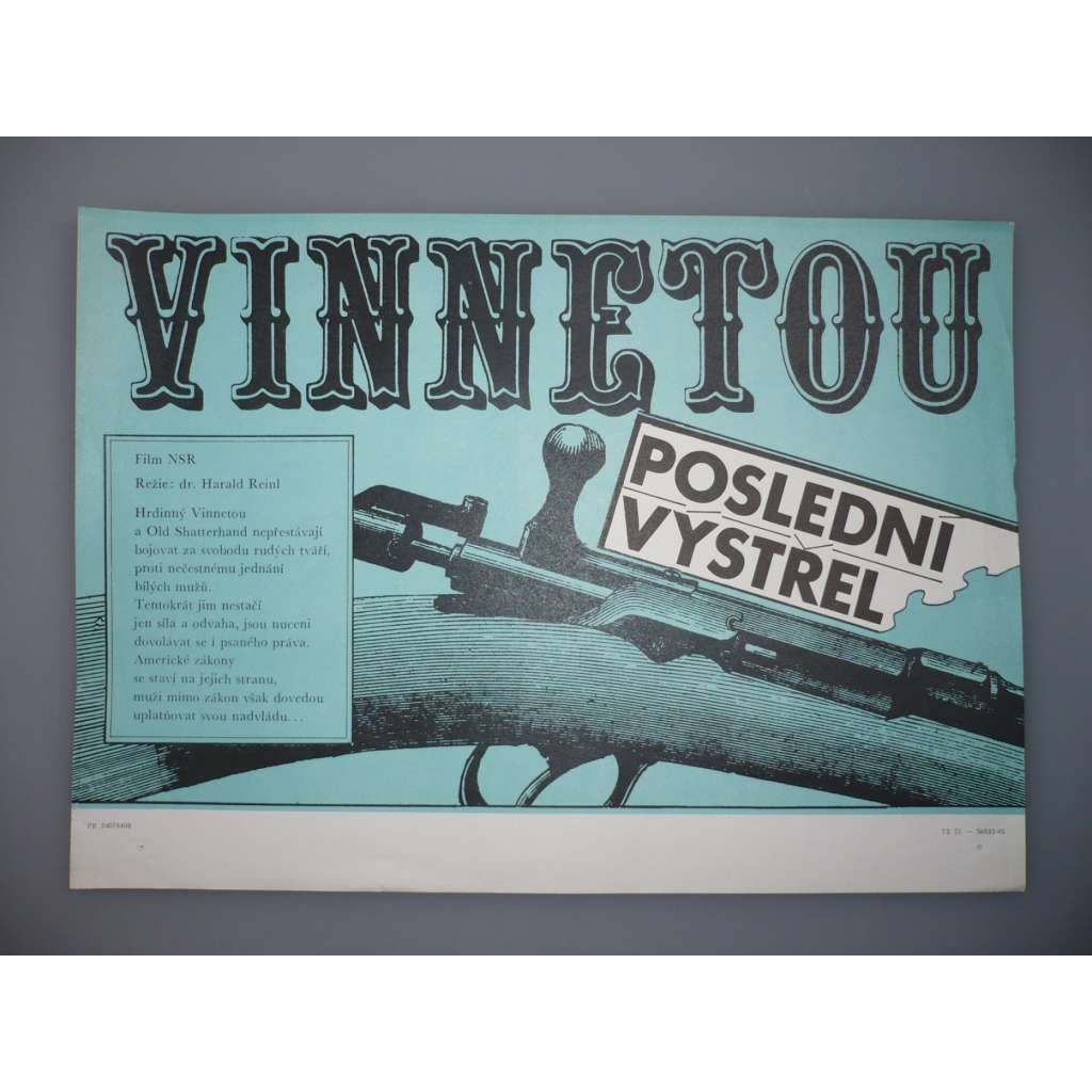 Vinnetou - Poslední výstřel (filmový plakát, papírová fotoska, slepka, film Západní Německo 1965, režie Harald Reinl, Hrají: Lex Barker, Pierre Brice, Rik Battaglia)