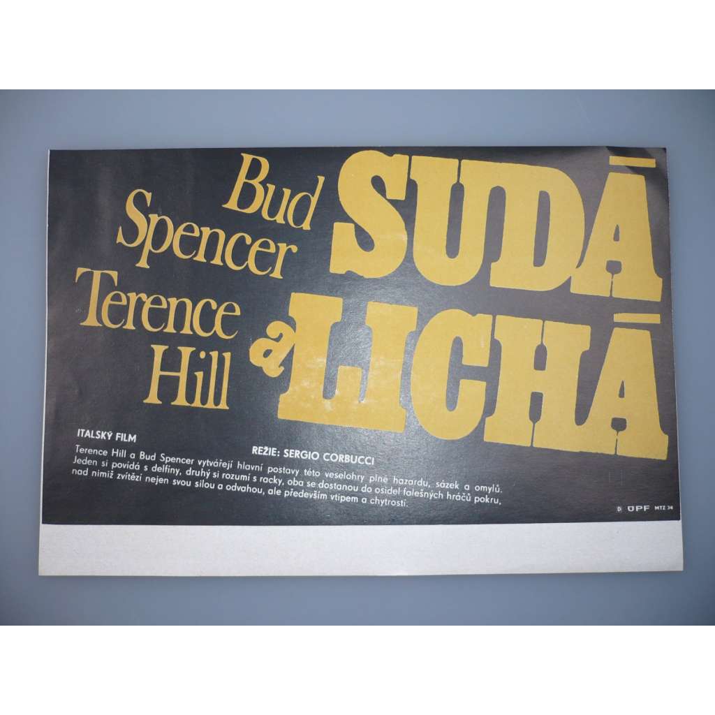 Sudá a lichá (filmový plakát, papírová fotoska, slepka, film Itálie USA 1978, režie Sergio Corbucci, Hrají: Terence Hill, Bud Spencer, Sal Borgese)