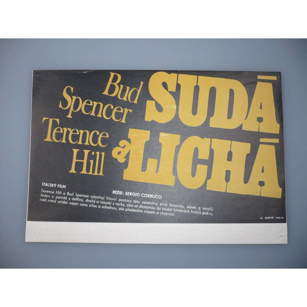 Sudá a lichá (filmový plakát, papírová fotoska, slepka, film Itálie USA 1978, režie Sergio Corbucci, Hrají: Terence Hill, Bud Spencer, Sal Borgese)