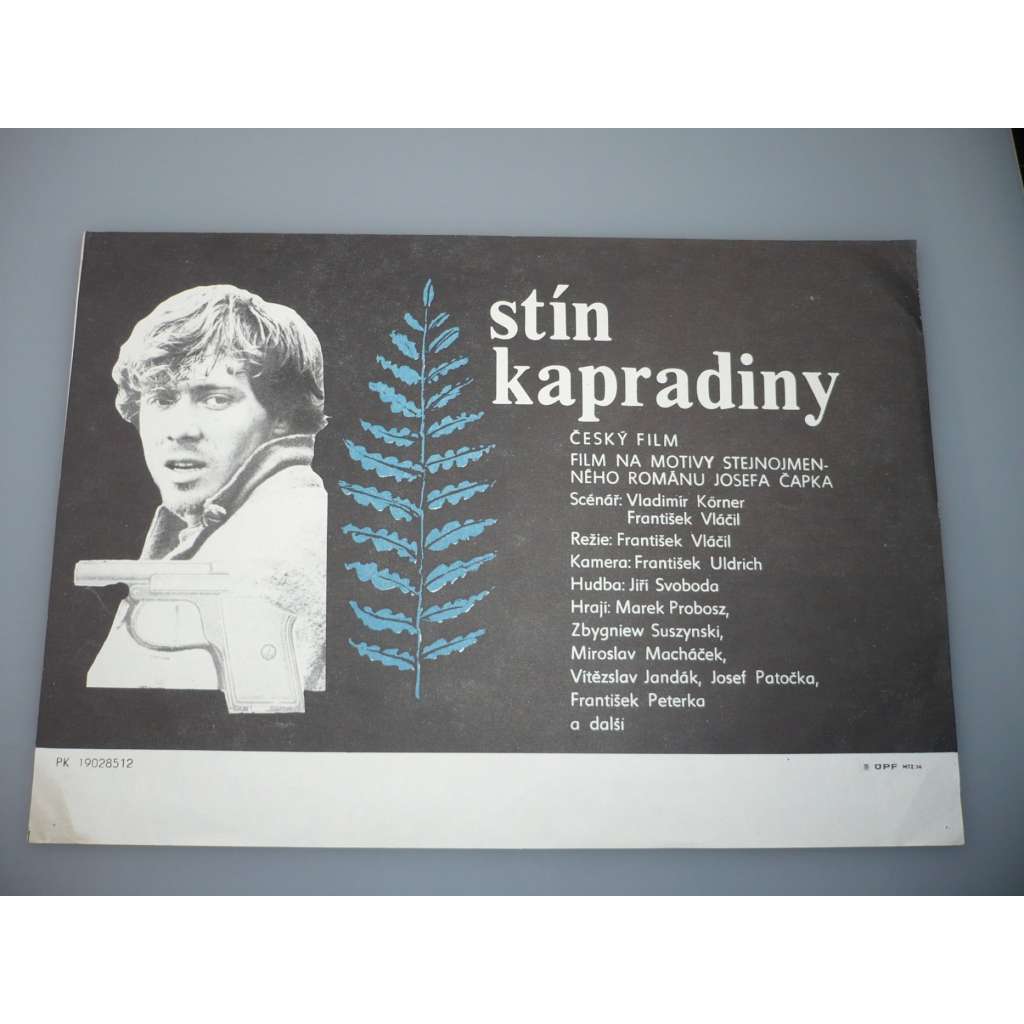 Stín kapradiny (filmový plakát, papírová fotoska, slepka, film ČSSR 1984, režie František Vláčil, Hrají: Marek Probosz, Zbigniew Suszyński, Miroslav Macháček)