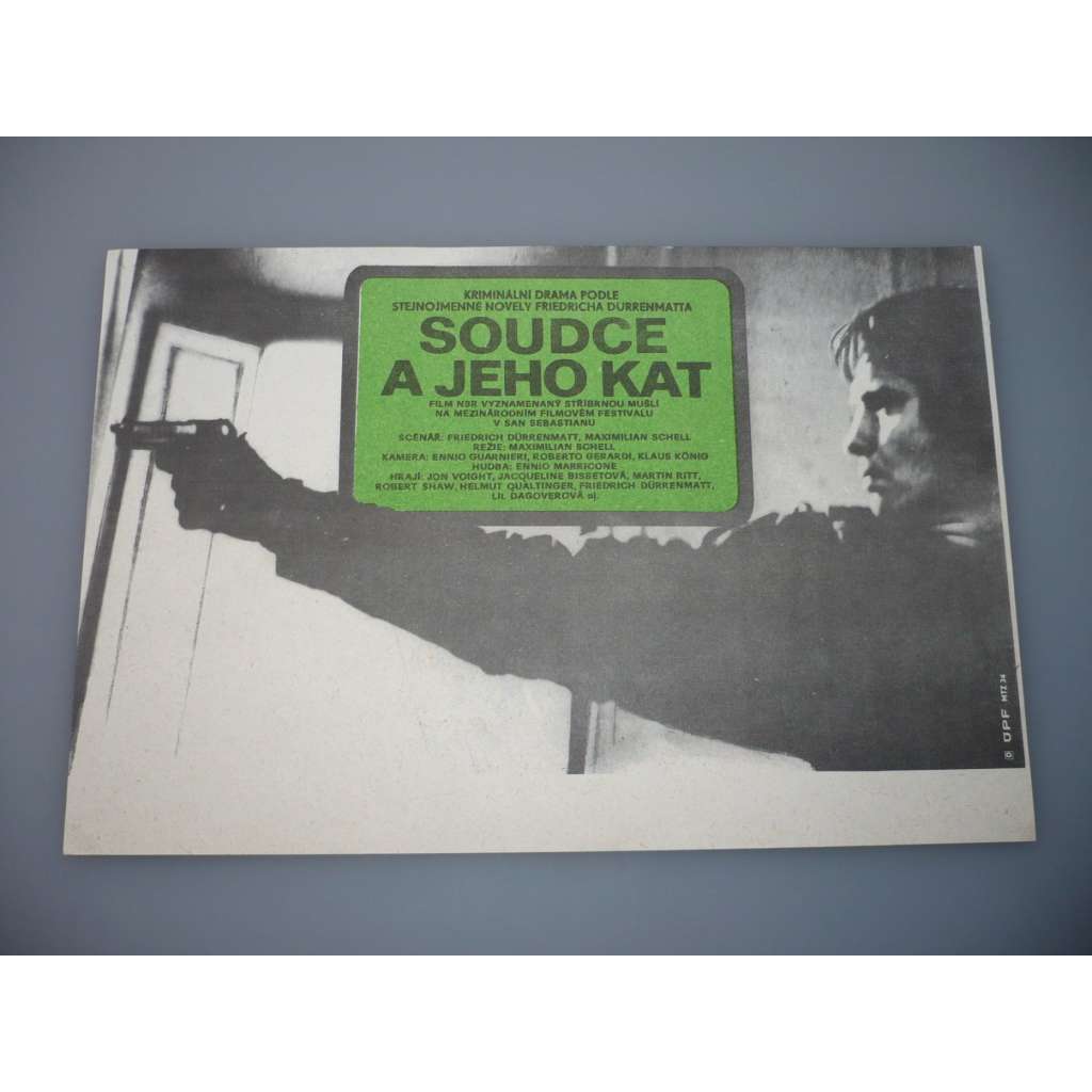 Soudce a jeho kat (filmový plakát, papírová fotoska, slepka, film Západní Německo 1975, režie Maximilian Schell, Hrají: Jon Voight, Jacqueline Bisset, Martin Ritt)