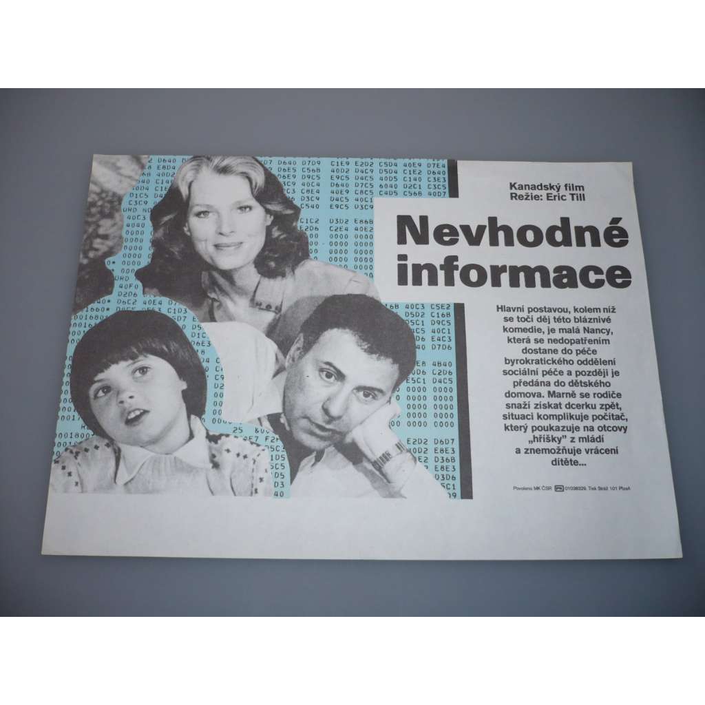 Nevhodné informace (filmový plakát, papírová fotoska, slepka, film Kanada 1981, režie Ian Sutherland, Hrají: Alan Arkin, Mariette Hartley, Wayne Robson,)