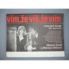 Vím, že víš, že vím (filmový plakát, papírová fotoska, slepka, film Itálie 1982, režie Alberto Sordi, Hrají: Alberto Sordi, Monica Vitti, Claudio Gora)