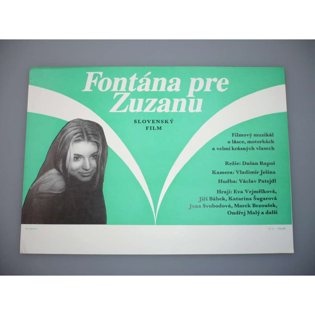 Fontána pro Zuzanu (filmový plakát, papírová fotoska, slepka, film ČSSR 1985, režie Dušan Rapoš, Hrají: Eva Vejmělková, Jiří Bábek, Slávo Záhradník)