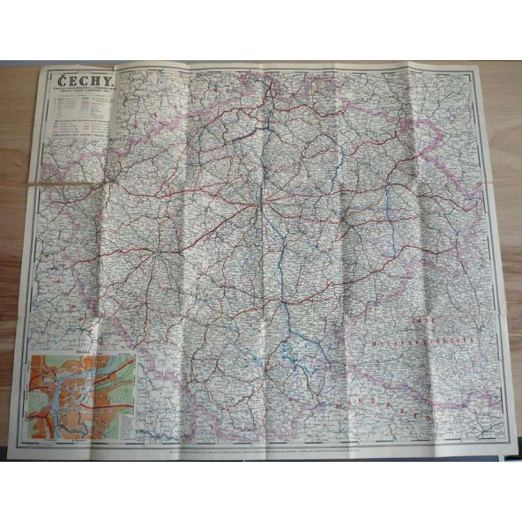 ČECHY - Fastrova automobilová a cyklistická mapa - Kreslil J. Havránek