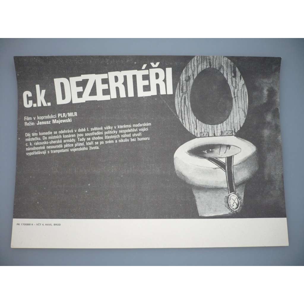 C.k. dezertéři (filmový plakát, papírová fotoska, slepka, film Polsko 1986, režie Janusz Majewski, Hrají: Marek Kondrat, Zoltán Bezerédi, Wiktor Zborowski)