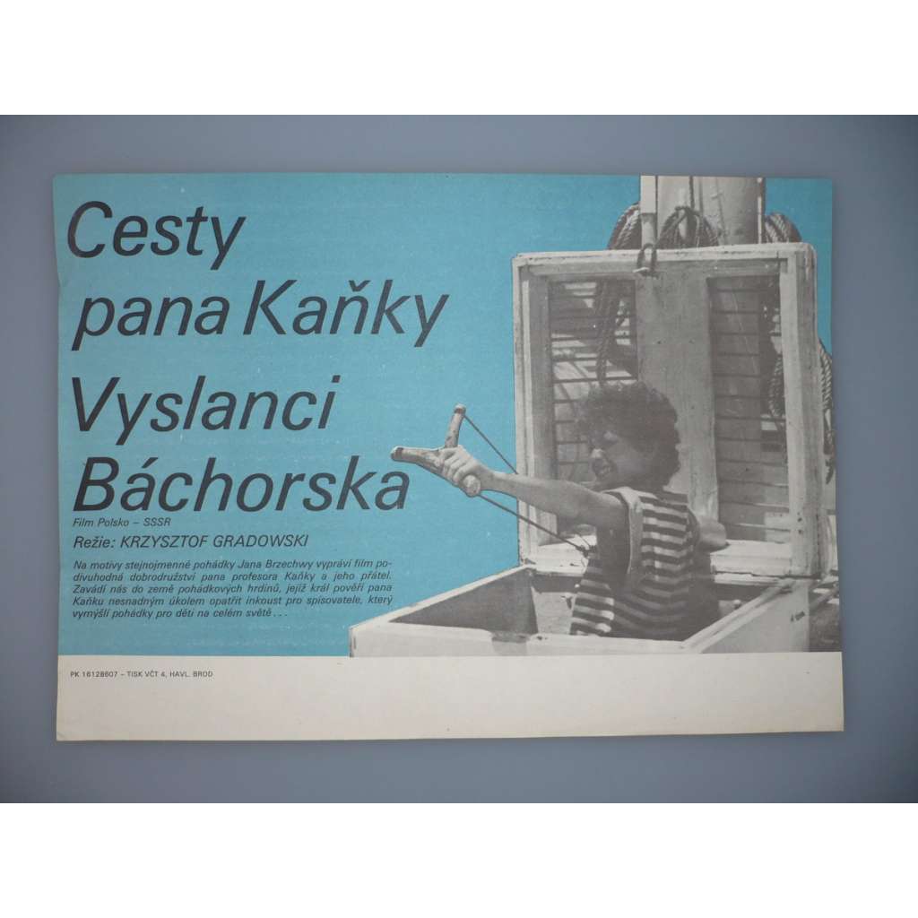 Cesty pana Kaňky (filmový plakát, papírová fotoska, slepka, film Polsko 1985, režie Krzysztof Gradowski, Hrají: Piotr Fronczewski, Małgorzata Ostrowska, Henryk Bista)
