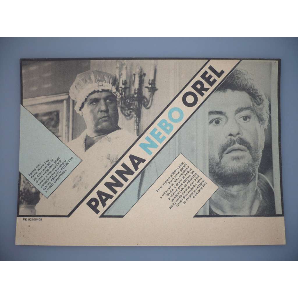 Panna nebo orel (filmový plakát, papírová fotoska, slepka, film Itálie 1982, režie Nanni Loy, Hrají: Renato Pozzetto, Nino Manfredi, Leo Gullotta)