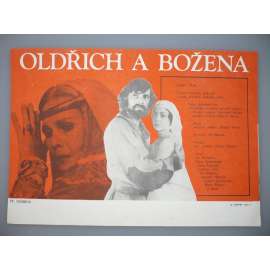 Oldřich a Božena (filmový plakát, papírová fotoska, slepka, film ČSSR 1984, režie Otakar Vávra, Hrají: Jiří Bartoška, Vladimír Kratina, Ilona Svobodová)